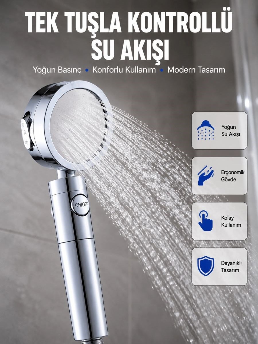 Masaj Ve Yağmur Modlu Su Tasarruflu Duş Başlığı