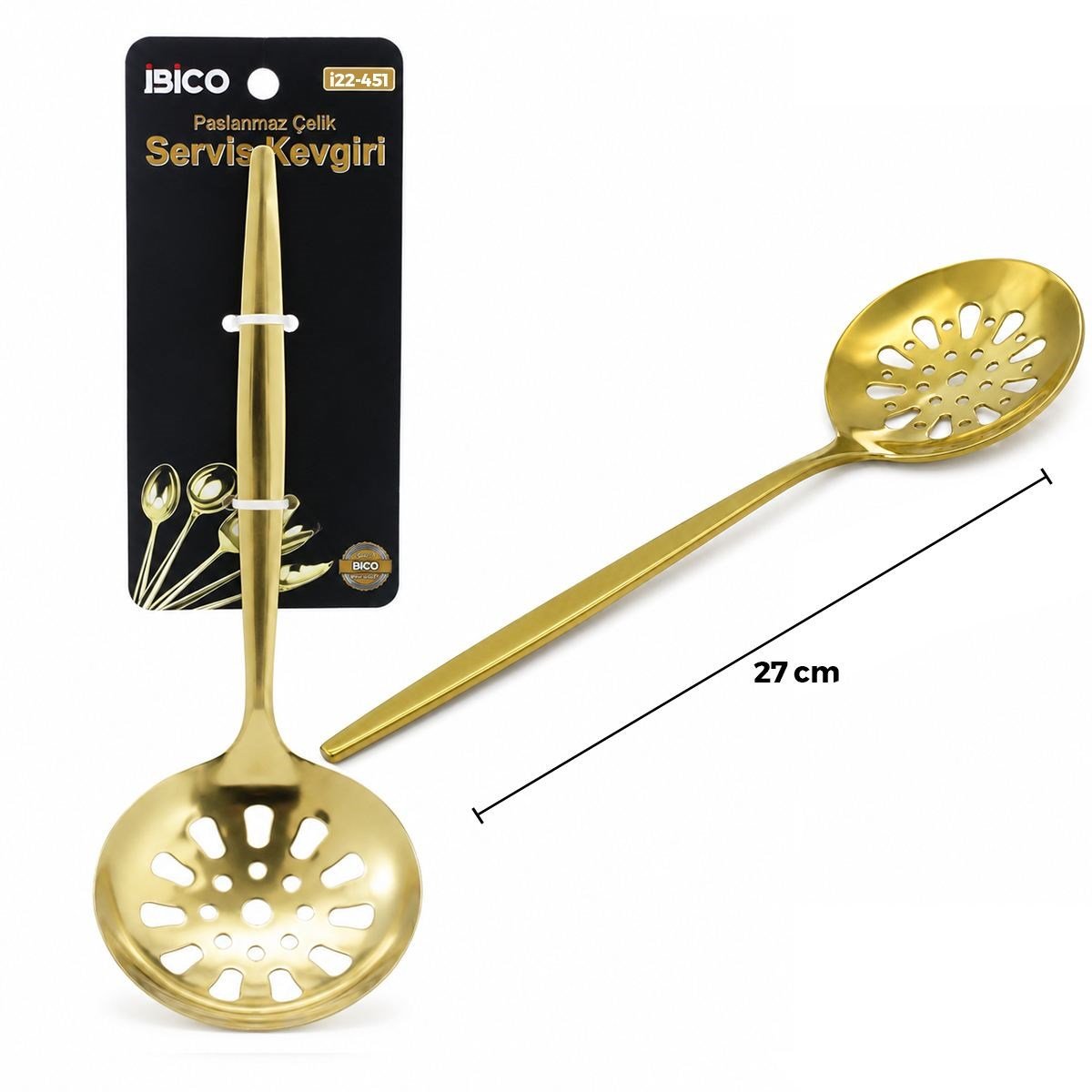 Metal Altın Servis Kevgir 27 cm