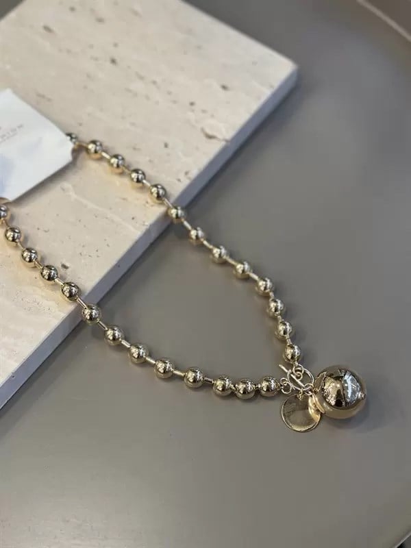 Metal Top Kolye - Altın