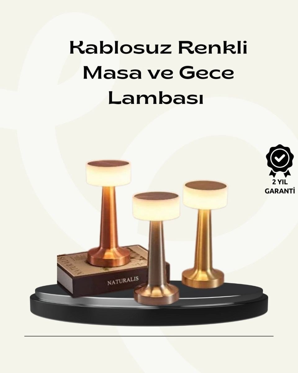 Modern Usb'li Kablosuz Masa Lambası – Minimalist Tasarım, 3 Farklı Parlaklık