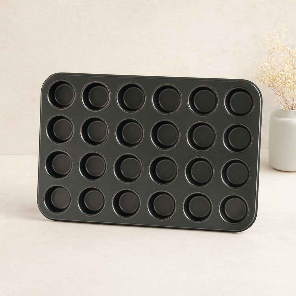 Muffin Kek Kalıbı 24 Bölmeli Siyah Metal