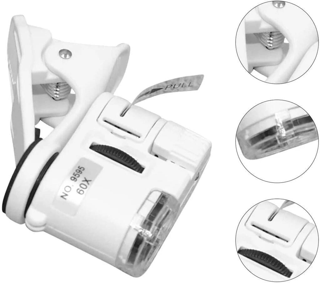 Nikula- 60x Mini Cep Telefonu Için Mandallı Mikroskop Uv Ledli Büyüteç Model Al2431