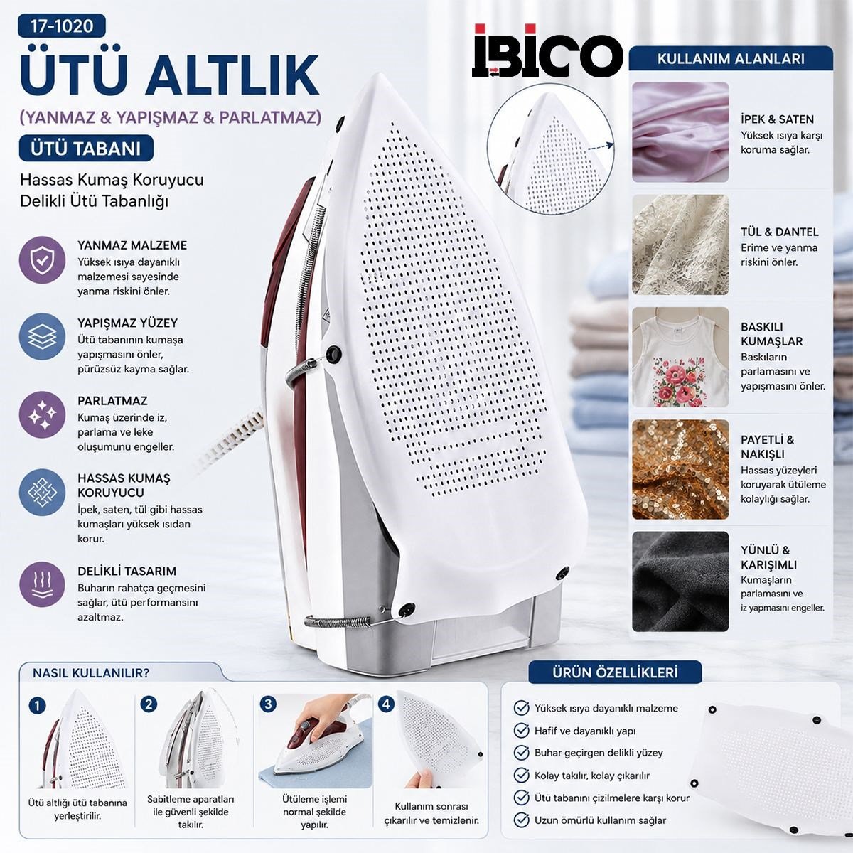 Non-Stick Ütü Altlığı - Isıya Dayanıklı Ütü Tabanı