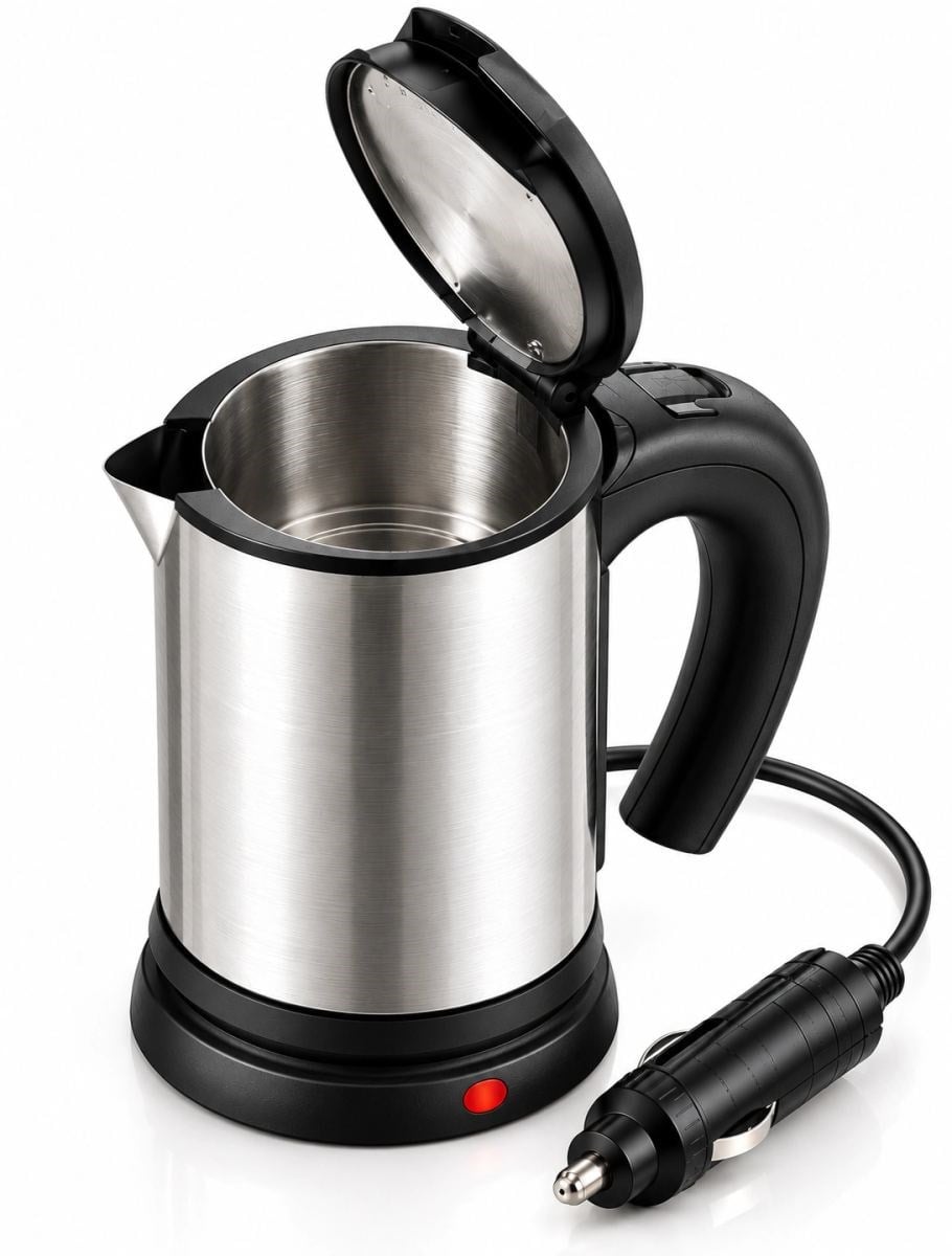 Otomobil İçin 12v Çakmak Soketli Paslanmaz Çelik Taşınabilir Su Isıtıcı Seyahat Kettle