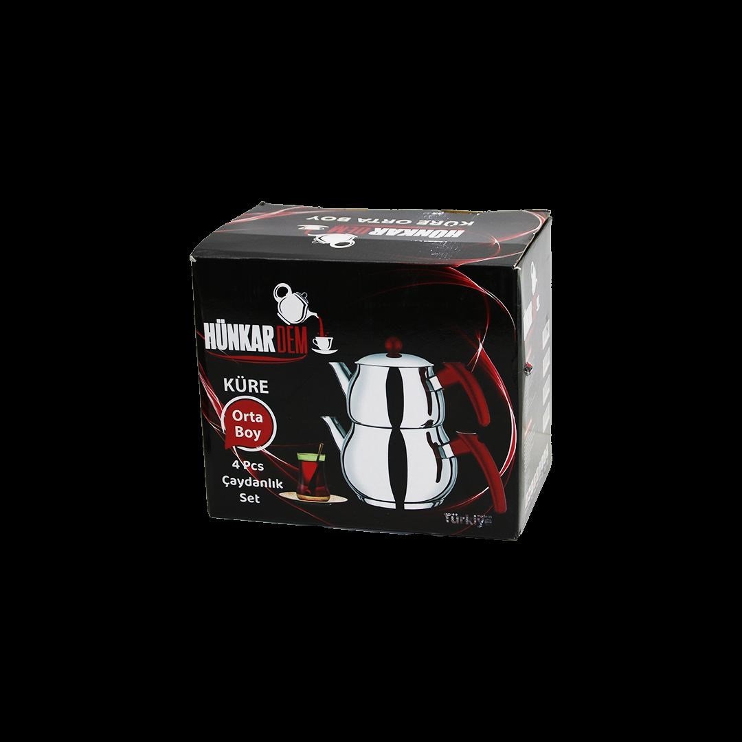 Paslanmaz Çelik Çaydanlık Seti (1L + 2L) Küre Model
