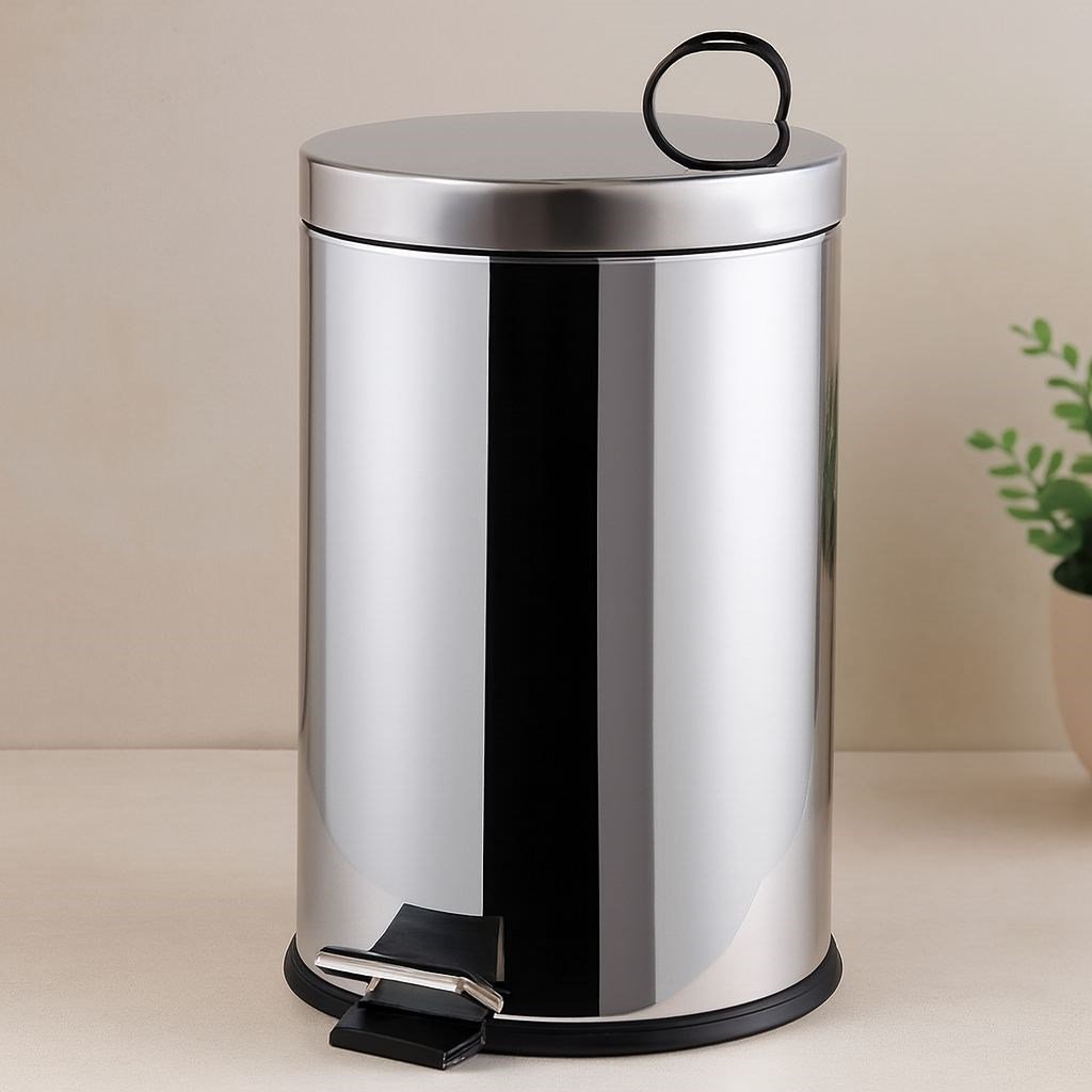 Pedallı 16 L Krom Metal Çöp Kovası