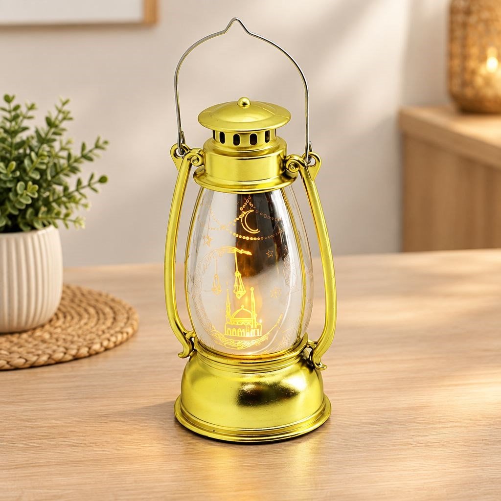 Pilli Ramazan LED Fener Gaz Lamba Model Gold Plastik