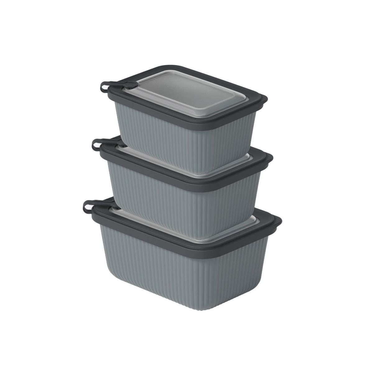 Plastik Saklama Kabı Seti - Mikrodalga Uyumlu Dikdörtgen (600/1100/1800 ml)