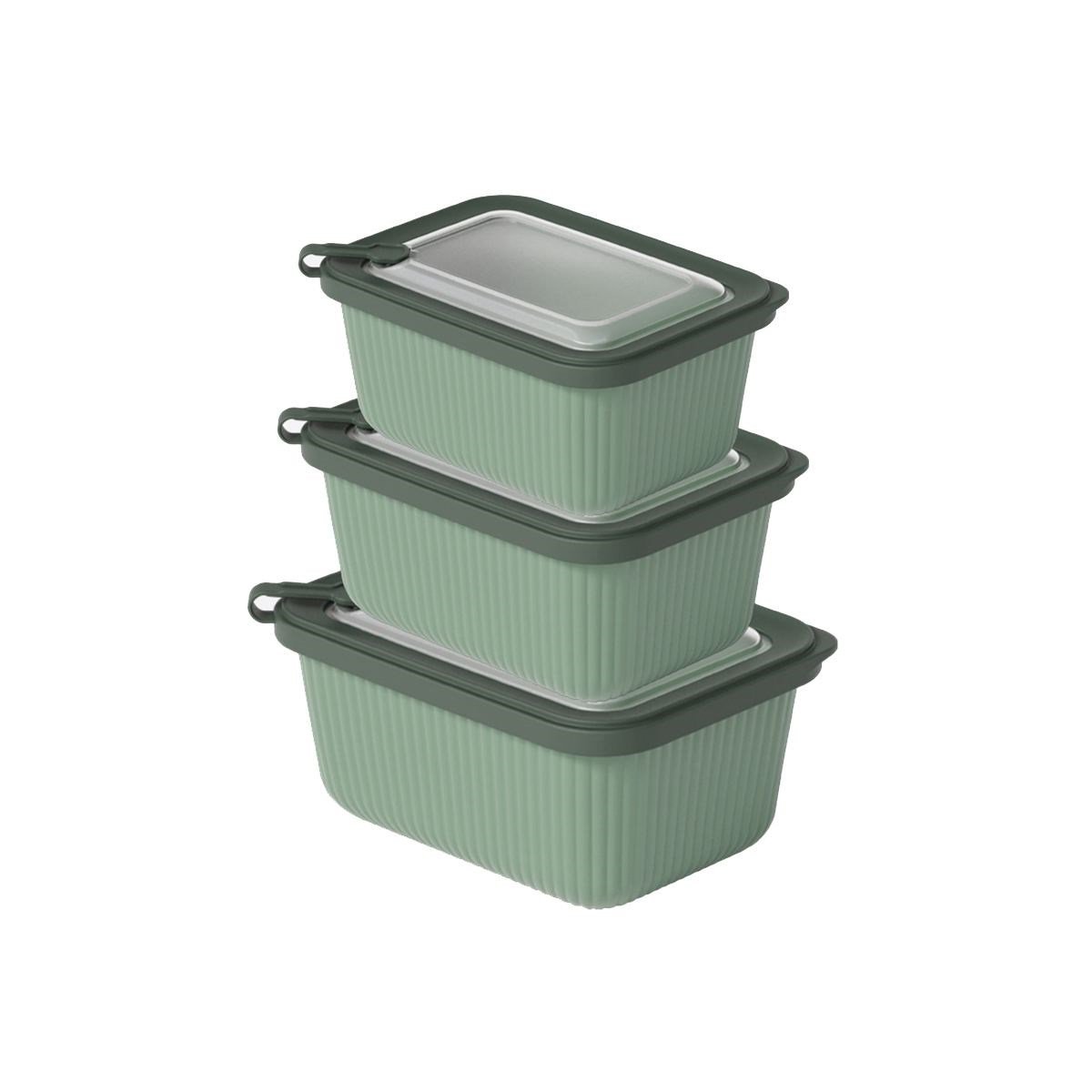 Plastik Saklama Kabı Seti - Mikrodalga Uyumlu Dikdörtgen (600/1100/1800 ml)