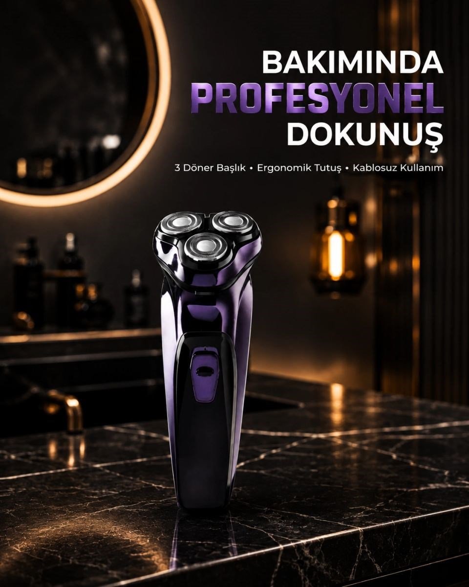 Profesyonel Şarjlı Tıraş Makinesi Ayarlanabilir Başlıklı Kablosuz