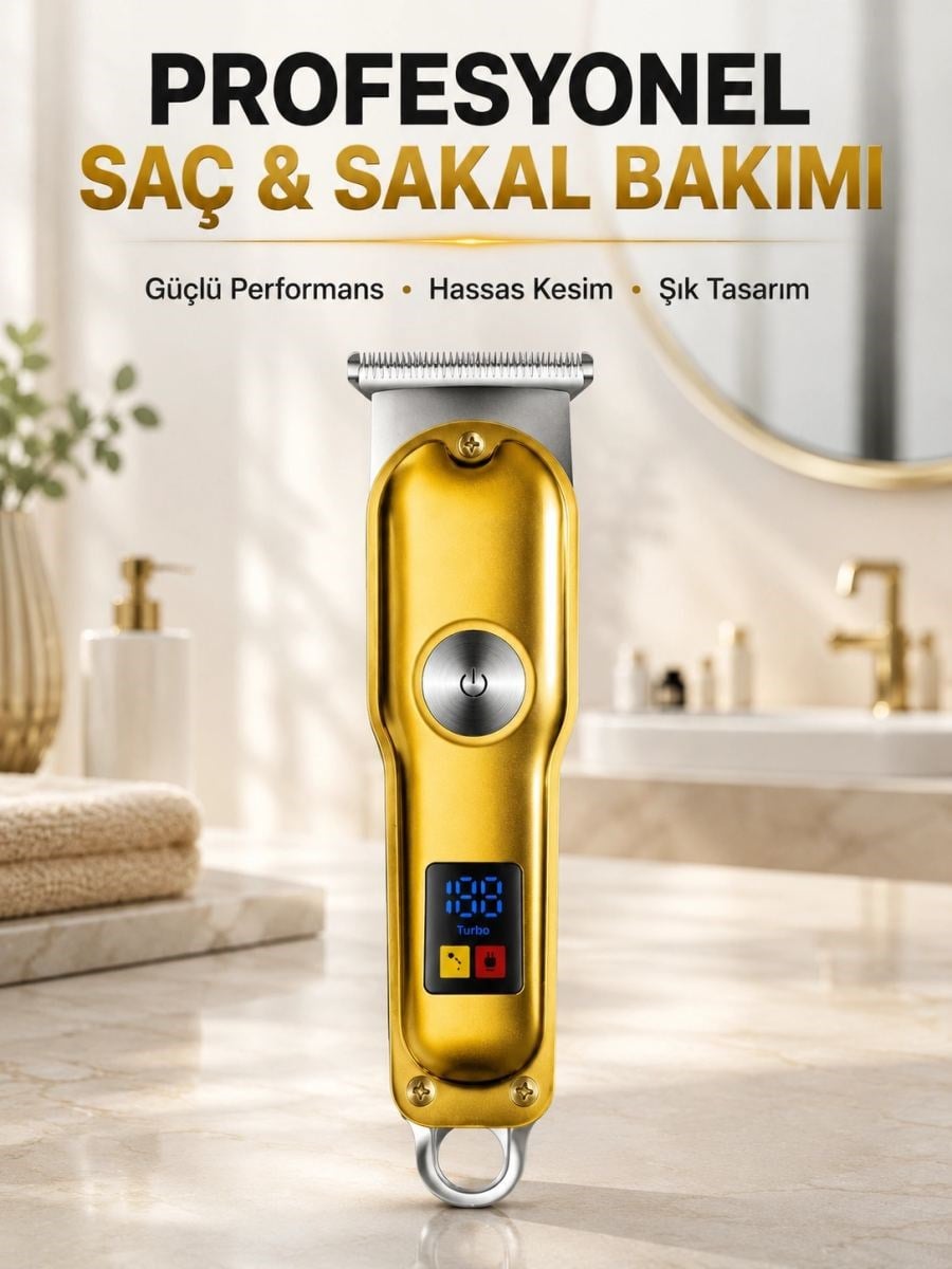 Profesyonel Tıraş Makinesi 120 Dakika Kullanım T Bıçaklı 3 Taraklı Usb Şarjlı Saç Sakal Kesme Makinesi