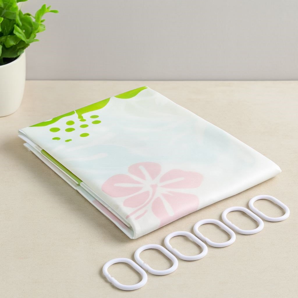 PVC Banyo Duş Perdesi 90x180 cm - 2'li, 12 Halka