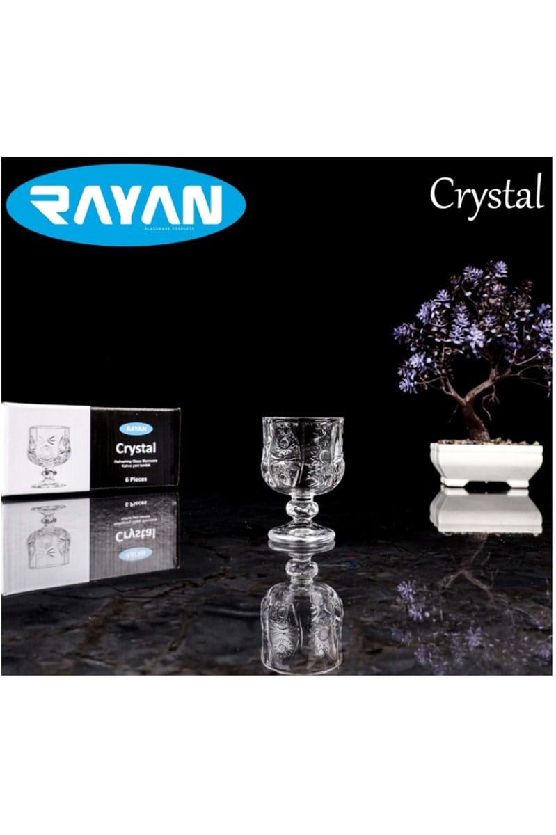 Rayan Crystal 6'lı Kahve Yanı Bardak mudanis