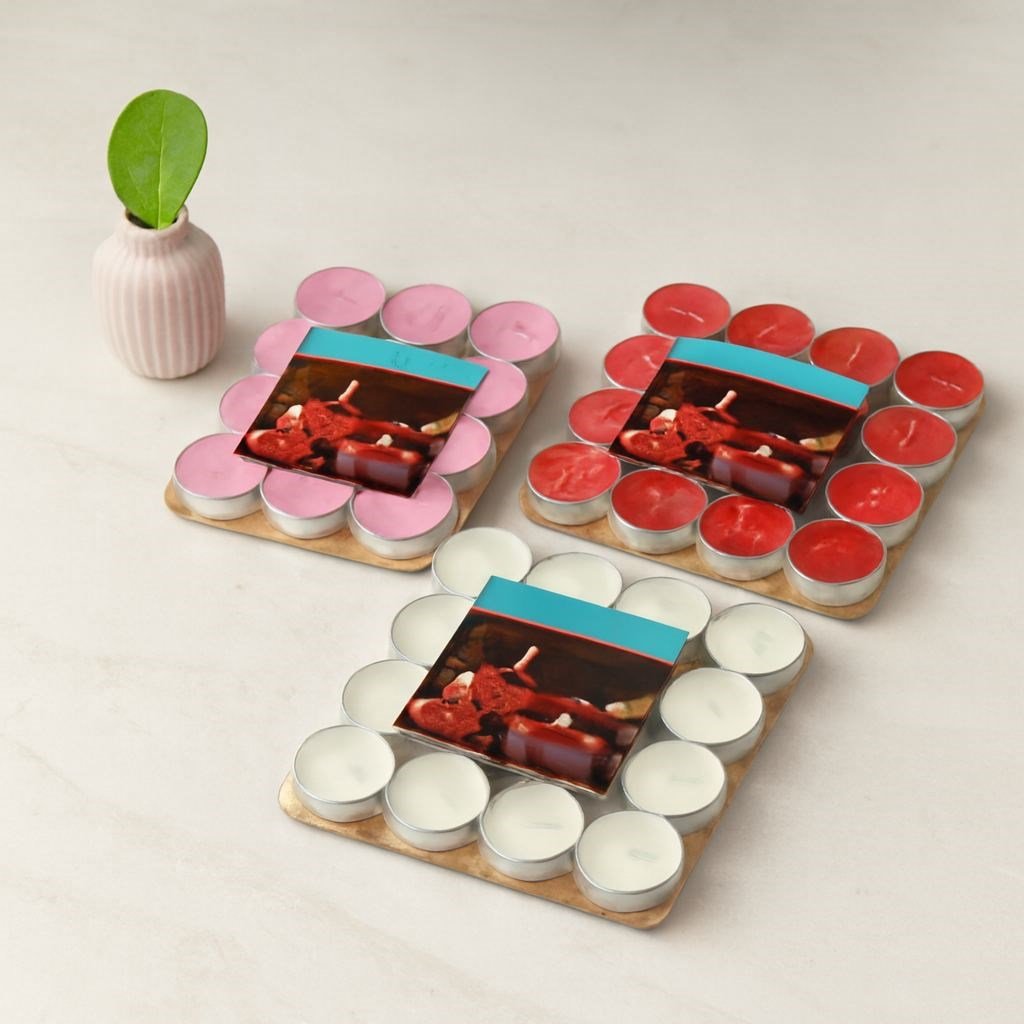 Renkli Yuvarlak Tea Light Mum 16'lı