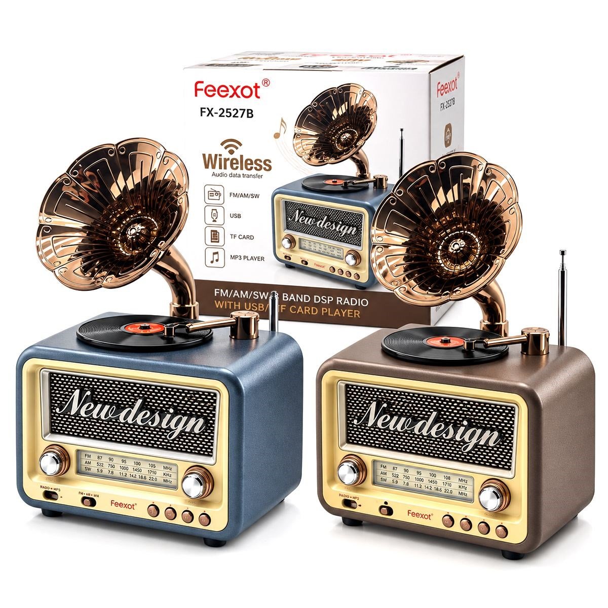 Retro Gramofon Radyo Bluetooth USB Şarjlı (AM/FM/SW)