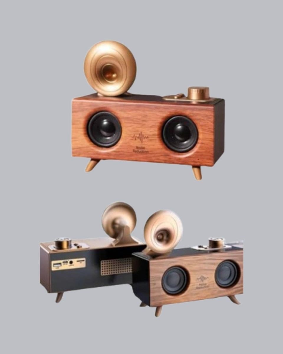 Retro Gramofon Tasarımlı Bluetooth Hoparlör – 3d Stereo Ses, 1800 Mah Batarya