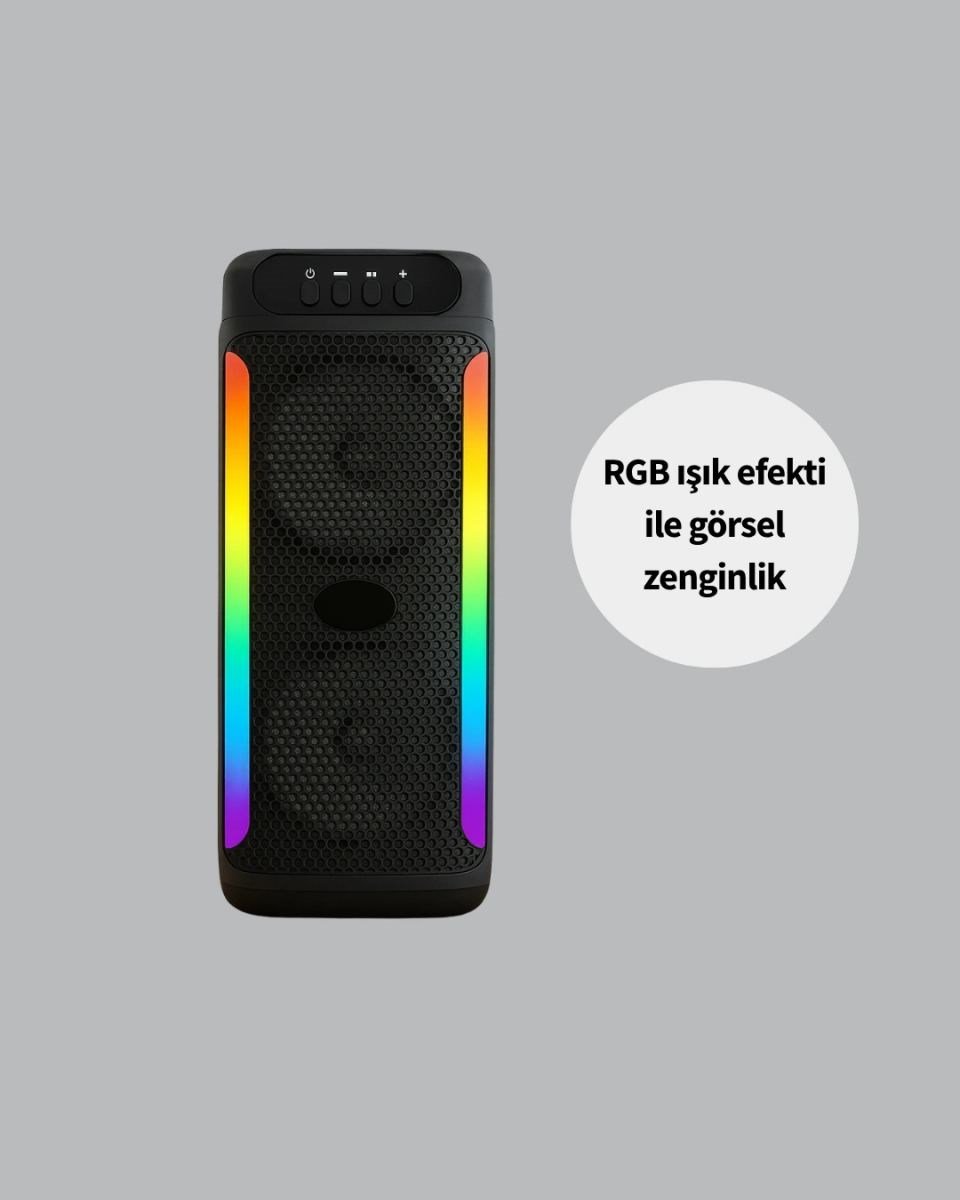 Rgb Işıklı Çift Hoparlörlü Taşınabilir Bluetooth Speaker Ve Mikrofon Yeni Nesil