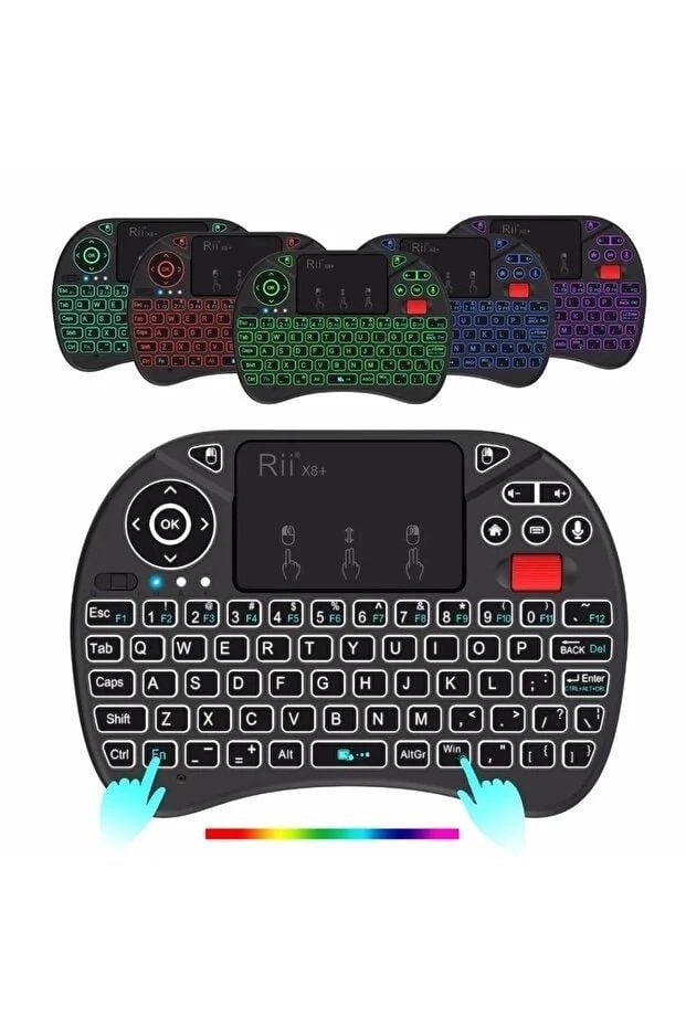 Rgb Işıklı Mini Kablosuz Klavye Touchpad Combo, Bluetooth Ve 2.4g Smart Tv Kumandası