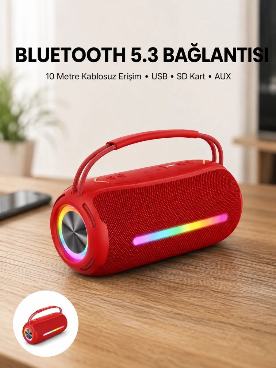 Rgb Işıklı Taşınabilir Hoparlör – Çoklu Bağlantı Desteği
