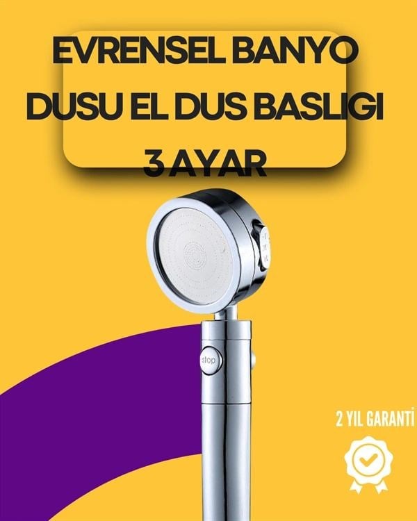 Sağlam Metal Hortum Bağlantılı, 360° Hareketli Duş Başlığı