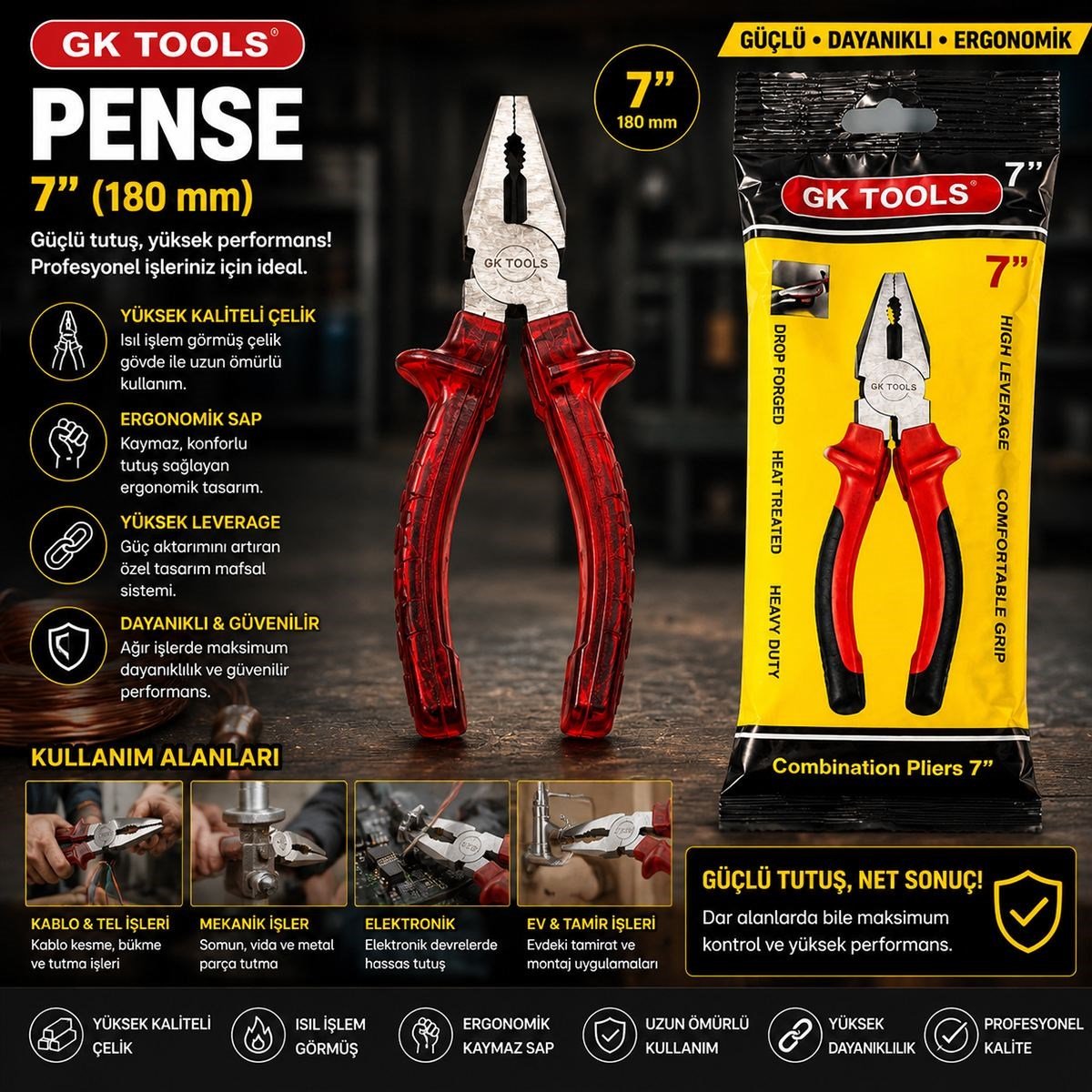 Saplı Pense 180 mm (7