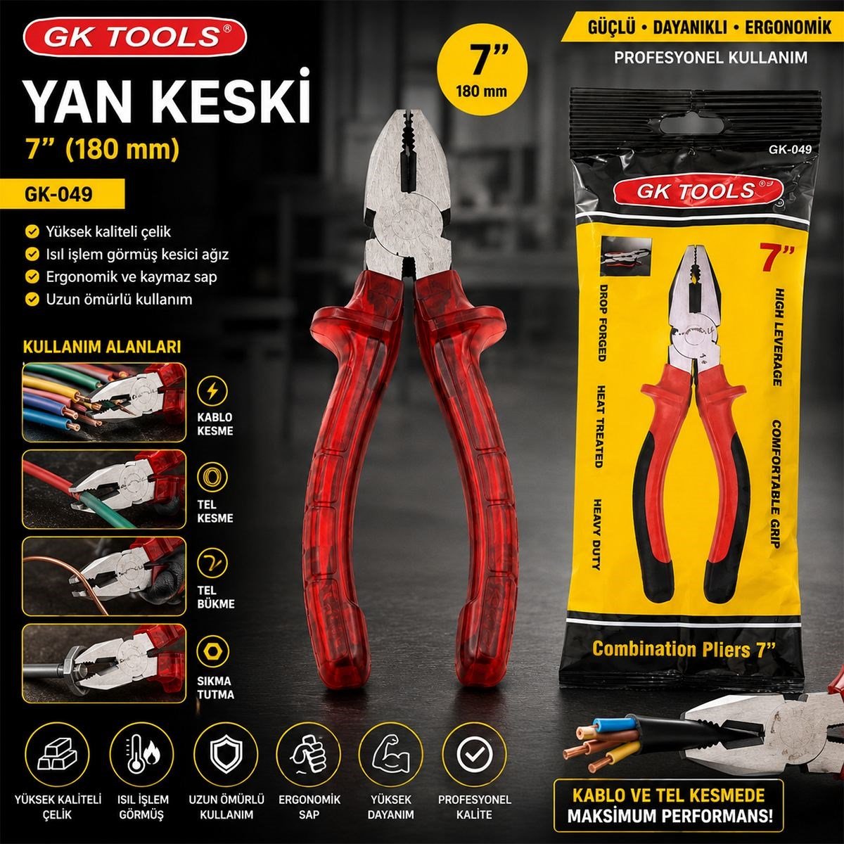 Saplı Yan Keski 180 mm