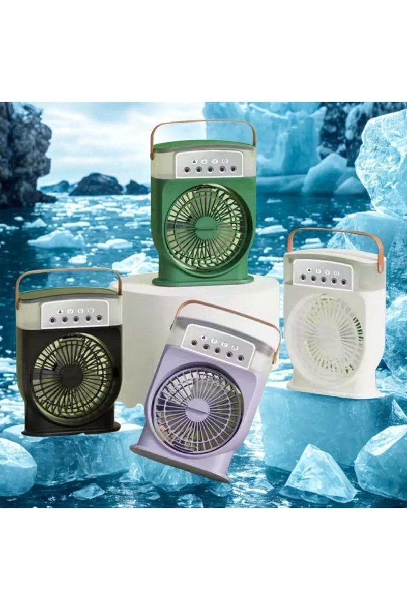 Şarjlı 600 Ml Su Hazneli Taşınabilir Masaüstü Vanilatör  Güçlü Fan Ve 2000 Mah Pil Siyah