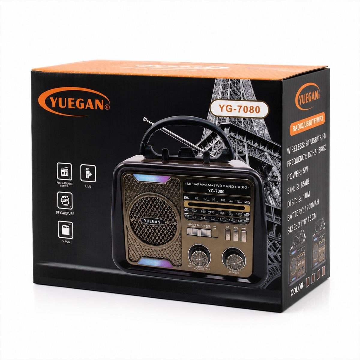 Şarjlı Bluetooth FM Radyo Hoparlör (USB/TF MP3, Nostaljik İbreli)