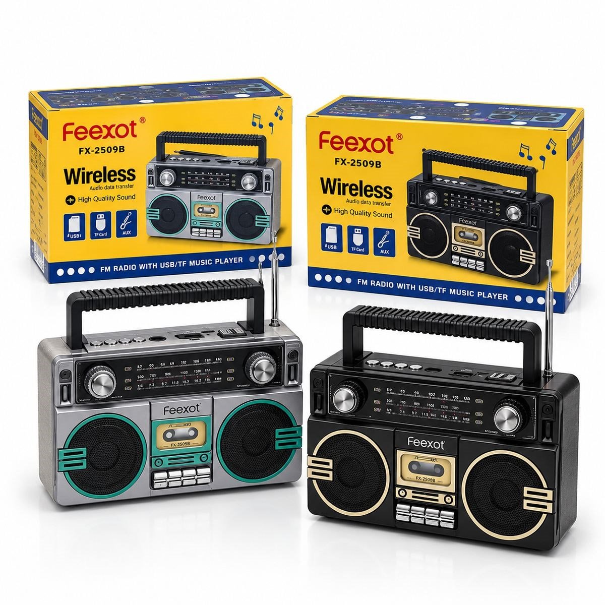 Şarjlı Bluetooth Hoparlör - FM Radyo, USB/TF MP3 Çalar, İbreli