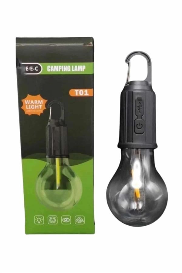 Şarjlı Dekoratif Kamp Lambası Askılı Ampul Led Işık Type-c Girişli