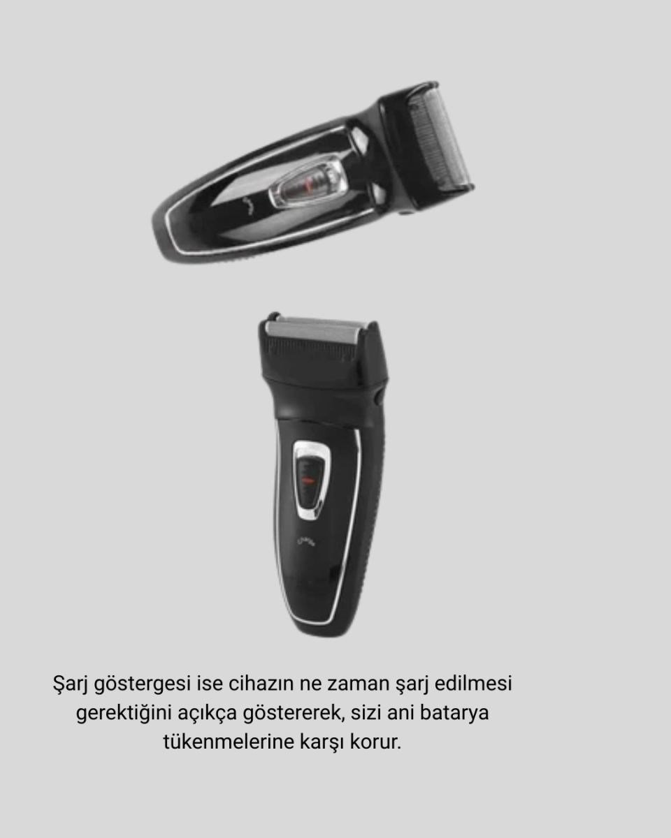 Şarjlı Kablosuz Tıraş Makinesi Çift Başlık Kuru Tıraş Ergonomik Taşınabilir
