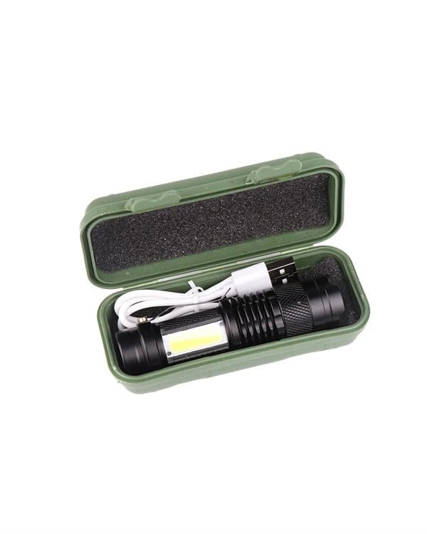 Şarjlı Led El Feneri - 14500 Pil Dahil, 4 Işık Modu, Mini Boy