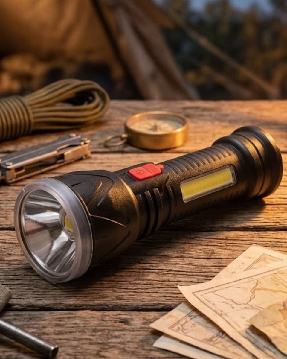 Şarjlı Led El Feneri 9 Led Güçlü Işık Ve 4 Modlu Kullanım