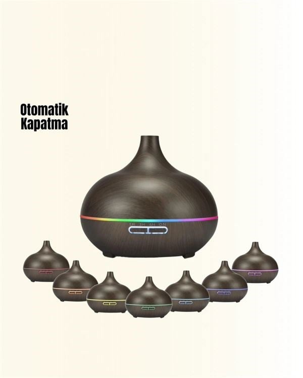 Sessiz Çalışan Aromaterapi Difüzörü – 4 Zaman Ayarlı, 7 Renkli Işık Seçeneği