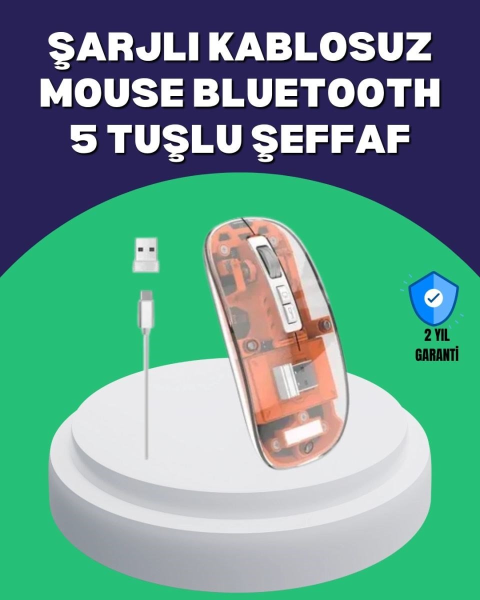 Sessiz Ve Ergonomik Kablosuz Fare - 30 Gün Kullanım, 2 Modlu Bağlantı