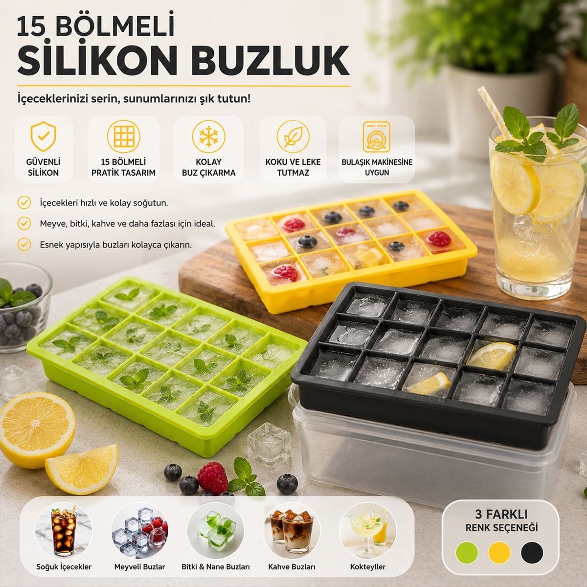 Silikon Plastik 15 Bölmeli Buzluk