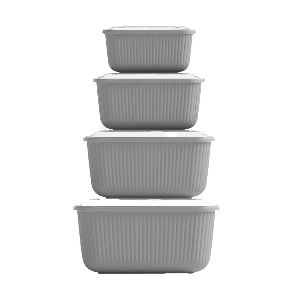 Sızdırmaz Dikdörtgen Saklama Kabı Seti (600/1100/1800/3000 ml)