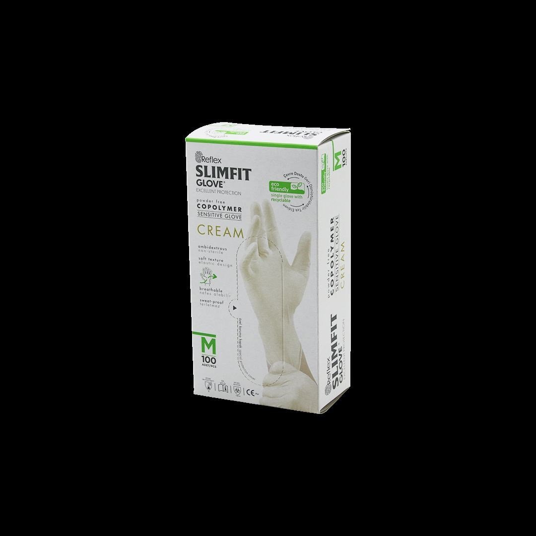 Slimfit Pudrasız Muayene Eldiven M Krem 100'lü