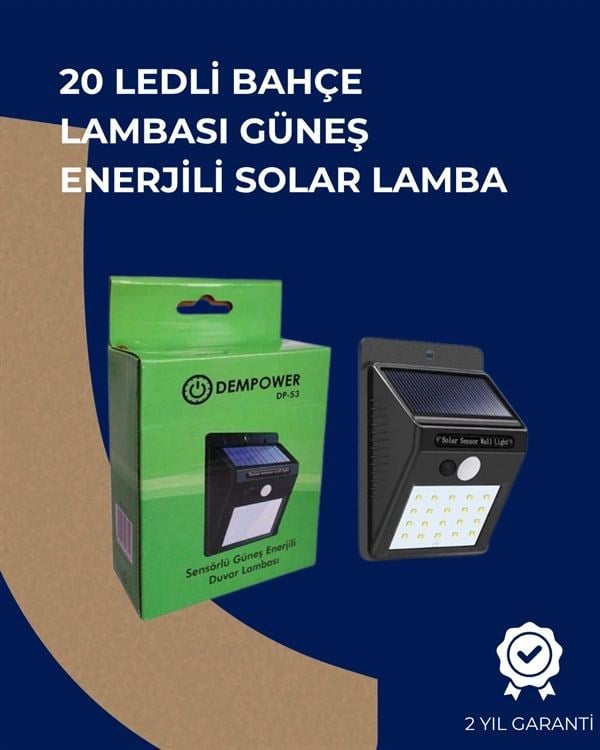 Solar Enerjili 20 Led Duvar Lambası | Hareket Sensörlü, Su Geçirmez, Kablo Gerektirmez
