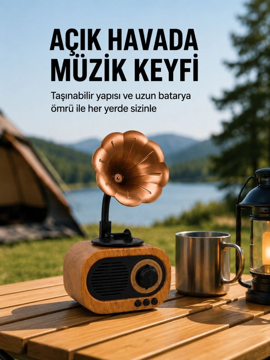 Taşınabilir Mini Retro Radyo Bluetooth Hoparlör Usb Sd Aux Destekli Yeni Nesil