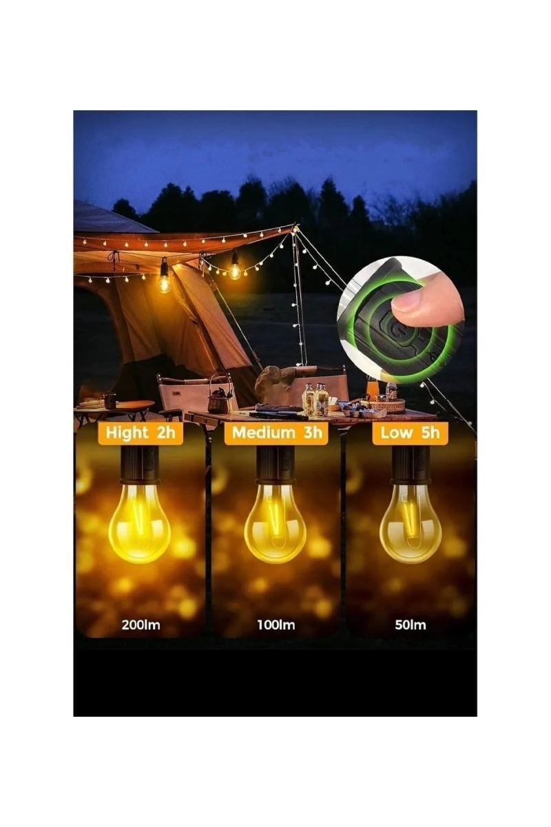 Taşınabilir Şarjlı Led Ampül Outdoor Kamp Bahçe Lambası 10w Askılı Kırılmaz Led Işık