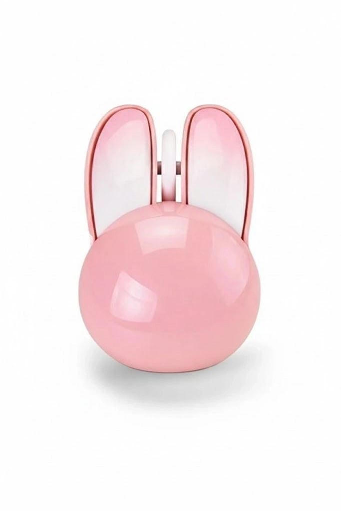 Tavşan Figürlü Kablosuz Mouse Pil Dahil Etiket Hediyeli Pembe