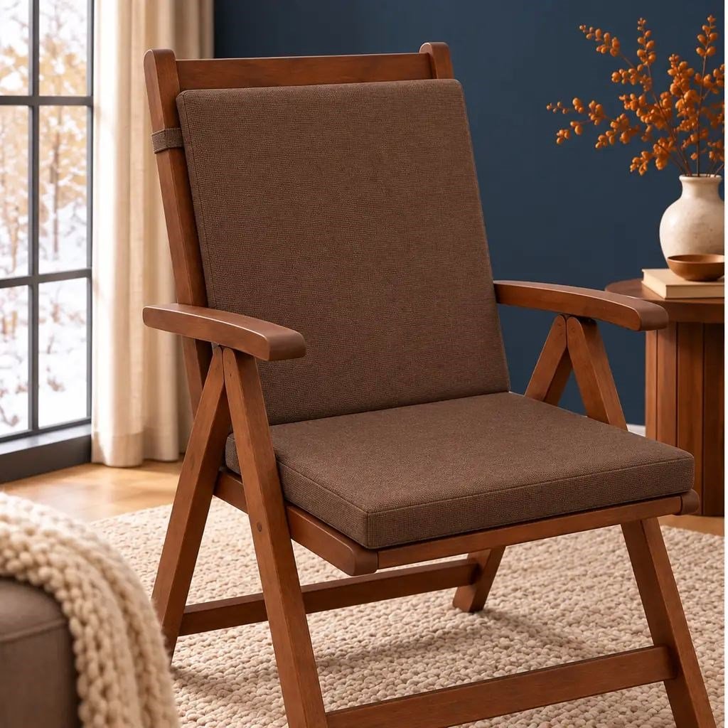 Tek Parça Sırtlıklı Sandalye Minderi · 80 × 40 × 4 cm · Kahverengi · 80 × 40 × 4 cm