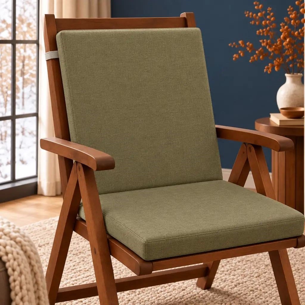 Tek Parça Sırtlıklı Sandalye Minderi · 80 × 40 × 4 cm · Haki · 80 × 40 × 4 cm