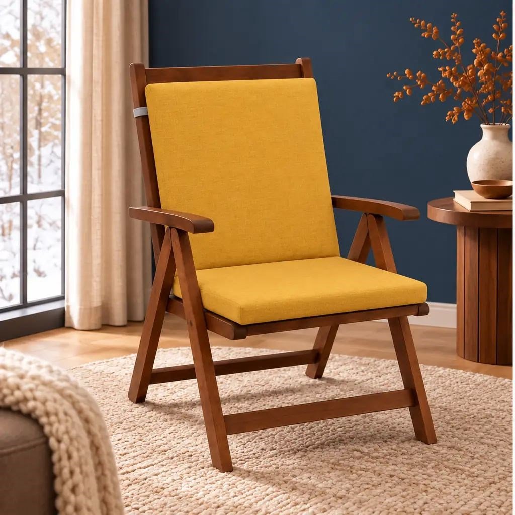 Tek Parça Sırtlıklı Sandalye Minderi · 80 × 40 × 4 cm · Sarı · 80 × 40 × 4 cm