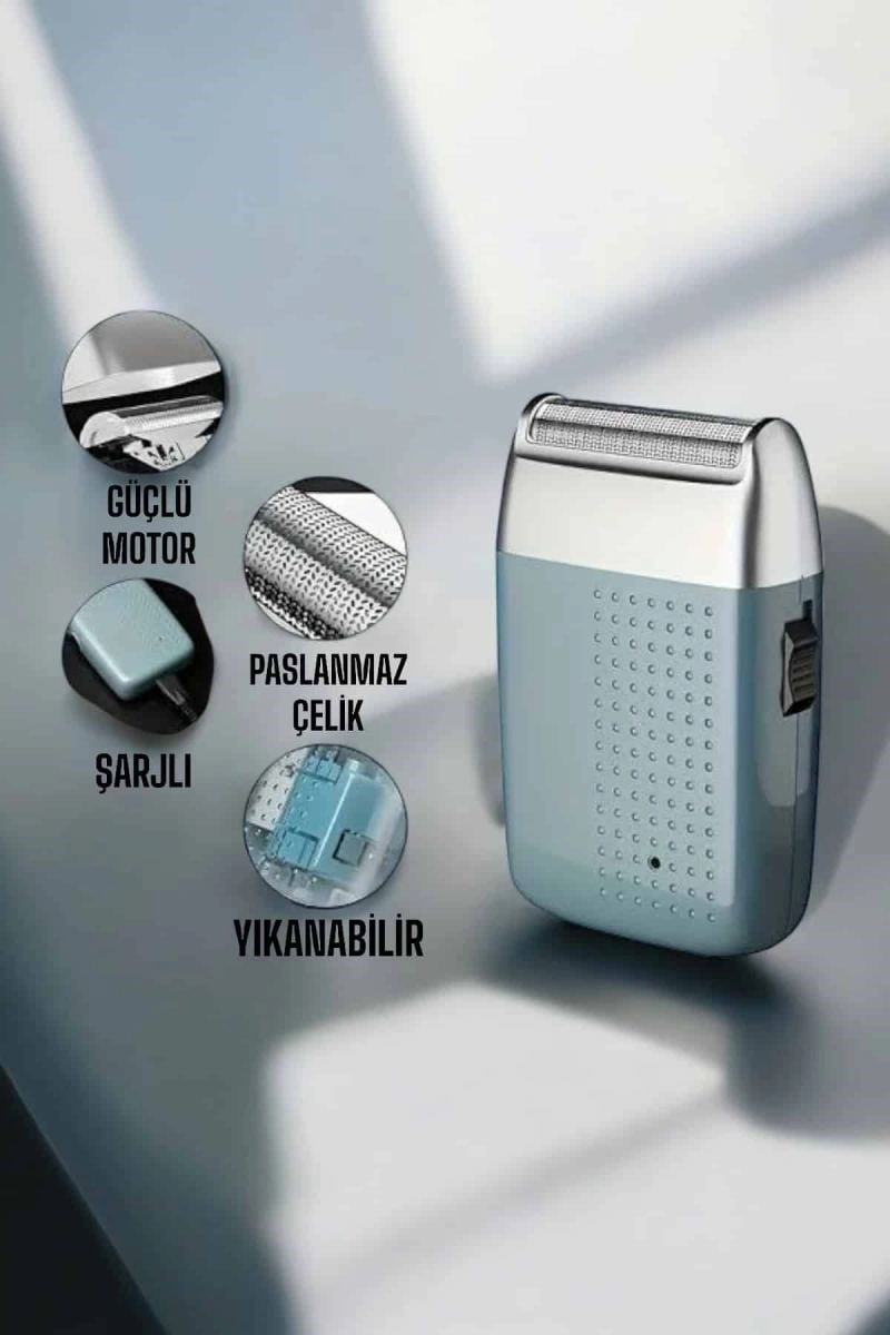 Tıraş Makinesi Sinek Kaydı Paslanmaz Çelik Taşınabilir Şarjlı