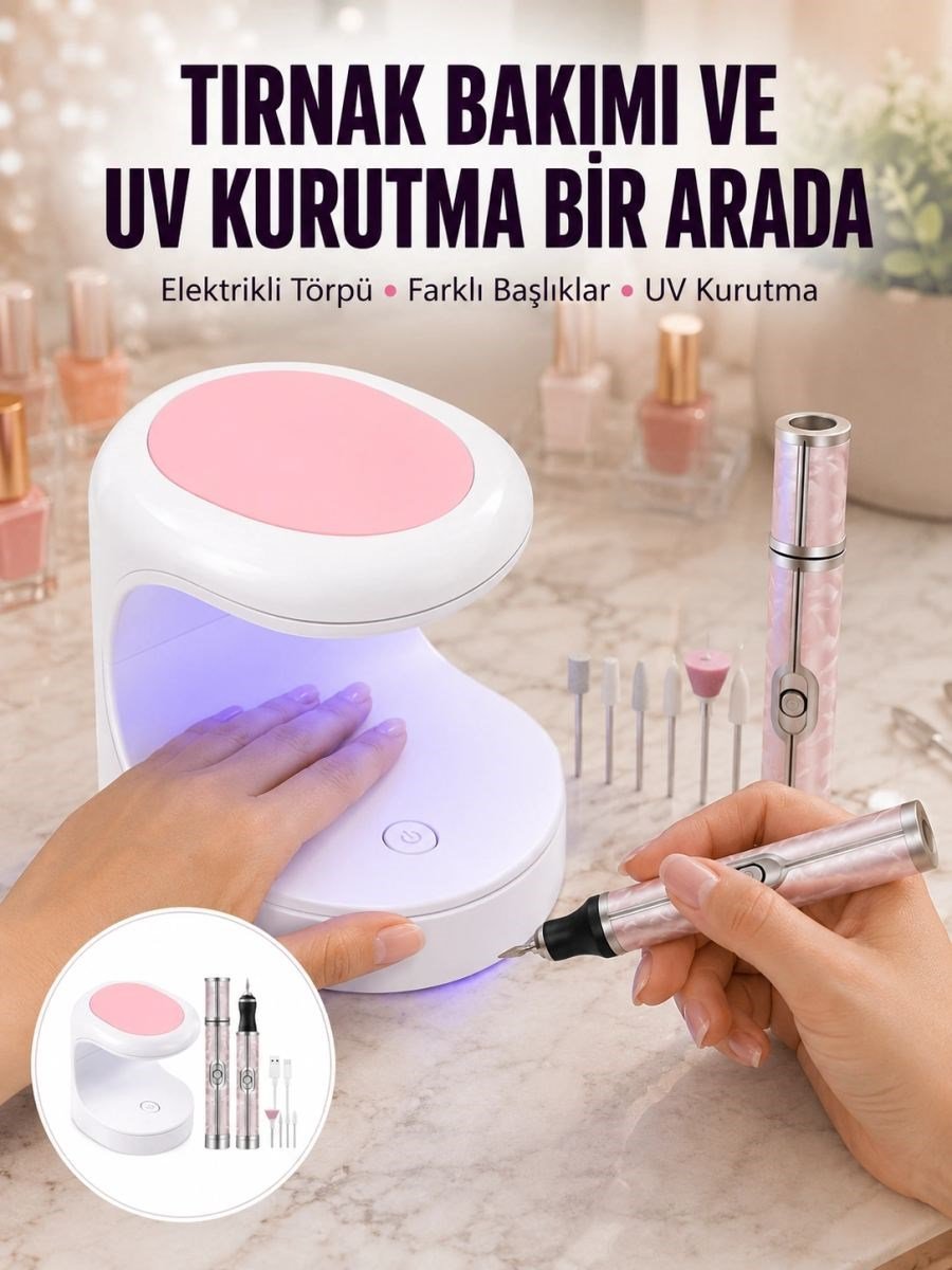 Tırnak Matkabı Ve Led Oje Kurutucu 2’li Profesyonel Bakım Seti Yeni Nesil