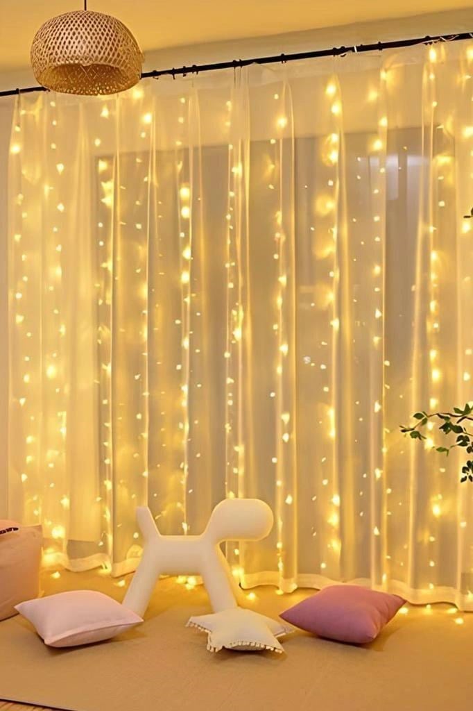 Torima Lw-7 300 Ledli 10 Sarkıt Perde Led Işık, 8 Modlu Uzaktan Kumandalı, 3x3 Metre Peri Telli Led