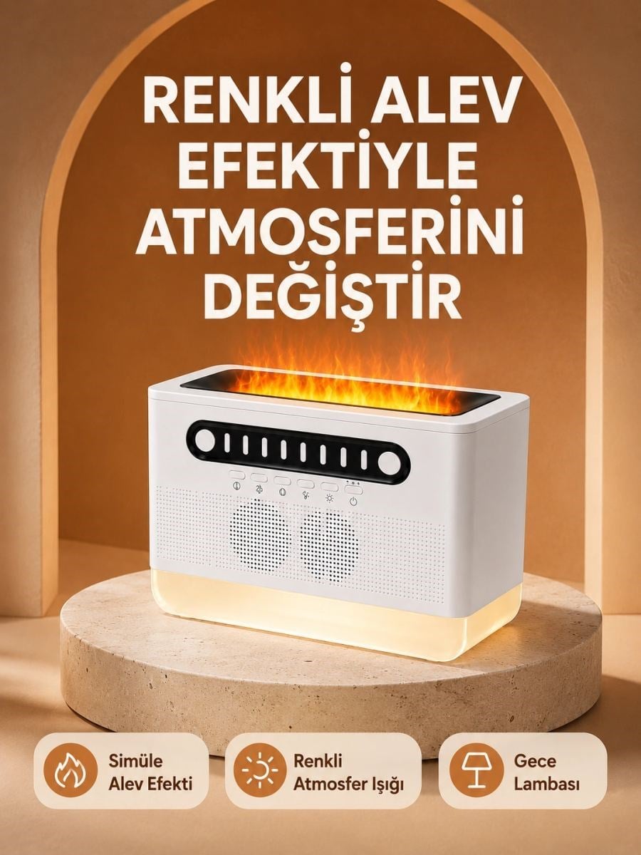 Type-c Şarjlı Kablosuz Hoparlör Beyaz Gürültü Ve Atmosfer Işığı