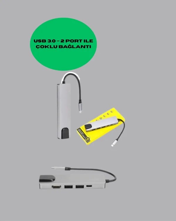 Type‑C Dönüştürücü – 2×USB3.0, SD/MS, 4K HDMI & RJ45 ile Profesyonel Kullanım